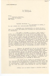 [Carta] 1953 jun. 1, La Habana [a] Gabriela Mistral, New York