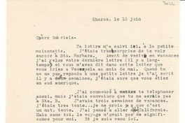 [Carta] juin 10, Sharon [a] Gabriela [Mistral]