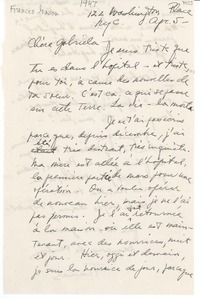 [Carta] [1947], 122 Washington Place, N. Y. C., [EE.UU.] [a] Gabriela [Mistral]