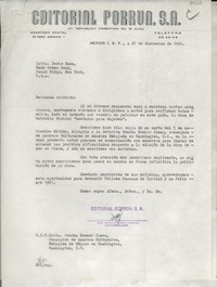 [Carta] 1966 dic. 28, Av. República Argentina, México D.F., México [a la] Srita. Doris Dana, Hack Green Road, Pound Ridge, New York, [EE.UU.]