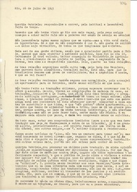[Carta] 1943 julho 26, Rio, [Brasil] [a] Gabriela [Mistral]