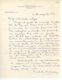 [Carta] 1933 mayo 19, Río Piedras, Puerto Rico [a] Gabriela Mistral