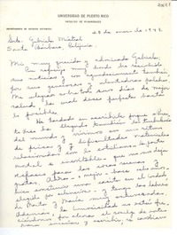 [Carta] 1948 ene. 28, Puerto Rico [a] Gabriela Mistral, Santa Bárbara, California