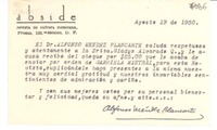 [Carta] 1950 ago. 19, [México D. F.] [a] Gladys Alvarado Q.