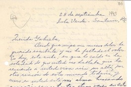 [Carta] [1943] sept. 28, Isla Verde, Santurce, [Puerto Rico] [a] Gabriela Mistral