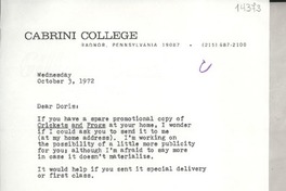 [Carta] 1972 Oct. 3, [Radnor, Pennsylvannia, Estados Unidos] [a] Dear Doris