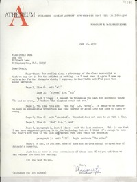 [Carta] 1973 June 15, 122 East 42 street, New York City 10017, [EE.UU.] [a] Miss Doris Dana, Box 784, Hildreth Lane, Bridgehampton, N. Y. 11932, [EE.UU.]