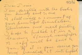 [Carta] 1972 Oct. 16, [Estados Unidos] [a] Doris Dana, New York