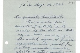 [Carta] 1944 mayo 12, [La Serena] [a] Gabriela Mistral