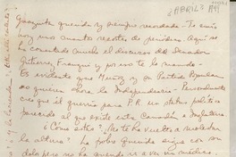 [Carta] [1949] [abr.] [a la] Guagüita querida y siempre recordada