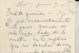 [Carta] [1944 jun. 10], Rio [de Janeiro], [Brasil] [a] Budita querida