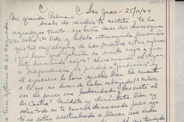 [Carta] 1944 oct. 25, San Juan, [Puerto Rico] [a] Mi querida Palma [Guillén]
