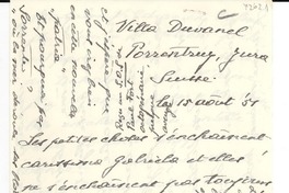 [Carta] 1954 ago. 15, Porrentruy, Suiza [a] Gabriela [Mistral]