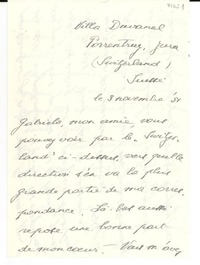 [Carta] 1954 nov. 3, Porrentruy, Suiza [a] Gabriela [Mistral]