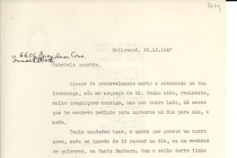 [Carta] 1947 dic. 22, Hollywood, [EE.UU.] [a] Gabriela [Mistral]
