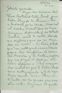 [Carta] 1946 nov. 15 [a] Gabriela [Mistral]