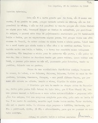 [Carta] 1949 oct. 25, Los Angeles, [EE.UU.] [a] Gabriela [Mistral]