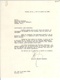 [Carta] 1950 abr. 27, Puebla, [México] [a] Gabriela Mistral, Jalapa, Veracruz