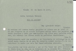 [Carta] 1944 ene. 30, Vicuña [Chile] [a] Gabriela Mistral, Río de Janeiro