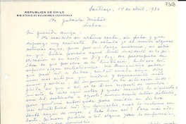 [Carta] 1936 abr. 14, Santiago [a] Gabriela Mistral, Lisboa