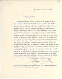 [Carta] 1944 jul. 14, Río de Janeiro [a] Gabriela Mistral, Petrópolis