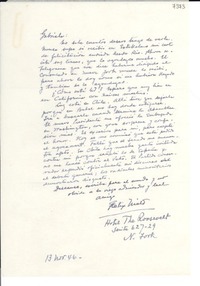 [Carta] 1946 nov. 13, New York [a] Gabriela Mistral