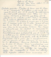 [Carta] 1939 abr. 18, Prov. de Matanzas, [Cuba] [a] Gabriela Mistral