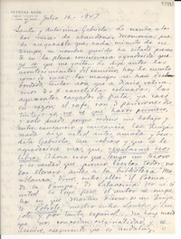 [Carta] 1947 jul. 16, La Yaya, [Cuba] [a] Gabriela Mistral
