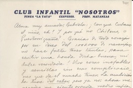 [Carta] [Cuba?] [a] Gabriela [Mistral]
