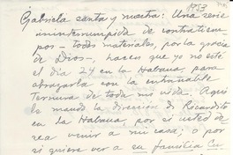 [Carta] [1953], [Cuba?] [a] Gabriela [Mistral]