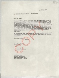 [Carta] 1971 Apr. 12, [EE.UU.] [a] Mr. Roger Ross, Editora Opera Mundi, Rua da Alfandega 982°, Río de Janeiro - ZC-00