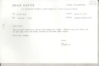 [Carta] 1974 mar. 8, 515 Madison Avenue, New York, N. Y. 10022, Plaza 9-6250, [EE.UU.] [a] Doris Dana, [EE.UU.]
