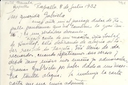 [Carta] 1952 jun. 8, Rapallo, [Italia] [a] Gabriela [Mistral]