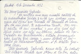 [Carta] 1952 dic. 15, Madrid, [España] [a] Gabriela [Mistral]
