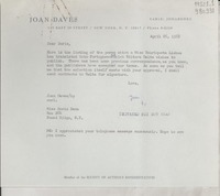 [Carta] 1968 Apr. 26, New York, [Estados Unidos] [a] Miss Doris Dana, Box 284, Pound Ridge, N. Y.