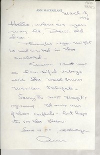 [Carta] 1970 Mar. 18 [a] Doris [Dana]