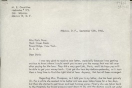 [Carta] 1963 Sept. 13, México D. F. [a] Miss Doris Dana, Hack Green Road, Pound Ridge, New York, U. S. A.