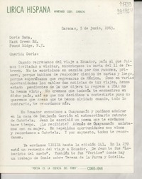 [Carta] 1963 jun. 5, Caracas, [Venezuela] [a] Doris Dana, Hack Green Rd., Pound Ridge, N. Y.