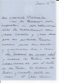 [Carta] [1957?] jun. 18 [a] Gabriela [Mistral]