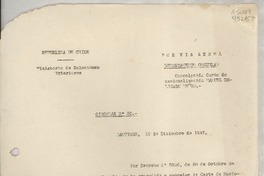 Circular N° 83, 1947 dic. 19, Santiago, [Chile] [al] Señor Cónsul de Chile en Santa Barbara, Cal., Estados Unidos