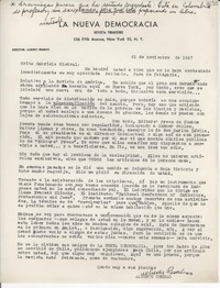 [Carta] 1947 nov. 21, [New York] [a] Gabriela Mistral
