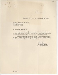 [Carta] 1949 dic. 2, México D. F. [a] Gabriela Mistral, Veracruz