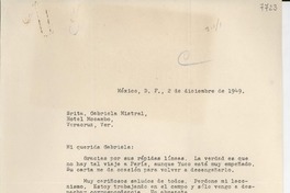 [Carta] 1949 dic. 2, México D. F. [a] Gabriela Mistral, Veracruz