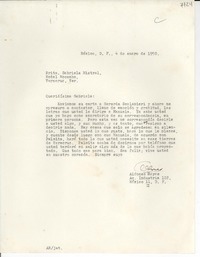 [Carta] 1950 ene. 4, México D. F. [a] Gabriela Mistral, Veracruz