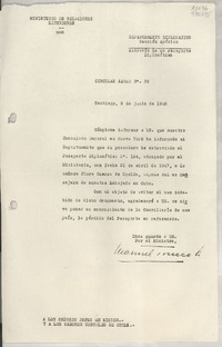 Circular N° 39, 1948 jun. 9, Santiago, [Chile]