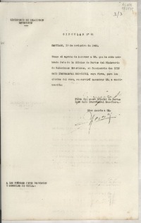 Circular N° 92, 1948 nov. 19, Santiago, [Chile] [a] Los Señores Jefe de Misión y Cónsules de Chile