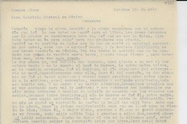 [Carta] 1949 oct. 12, Buenos Aires, [Argentina] [a] Gabriela Mistral, México