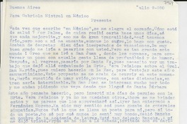 [Carta] 1950 jul. 9, Buenos Aires, [Argentina] [a] Gabriela Mistral, México