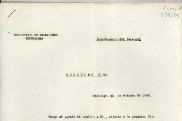 Circular N° 17, 1949 feb. 24, Santiago, [Chile] [al] Señor