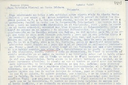 [Carta] 1947 ago. 7, Buenos Aires [a] Gabriela Mistral, Santa Bárbara